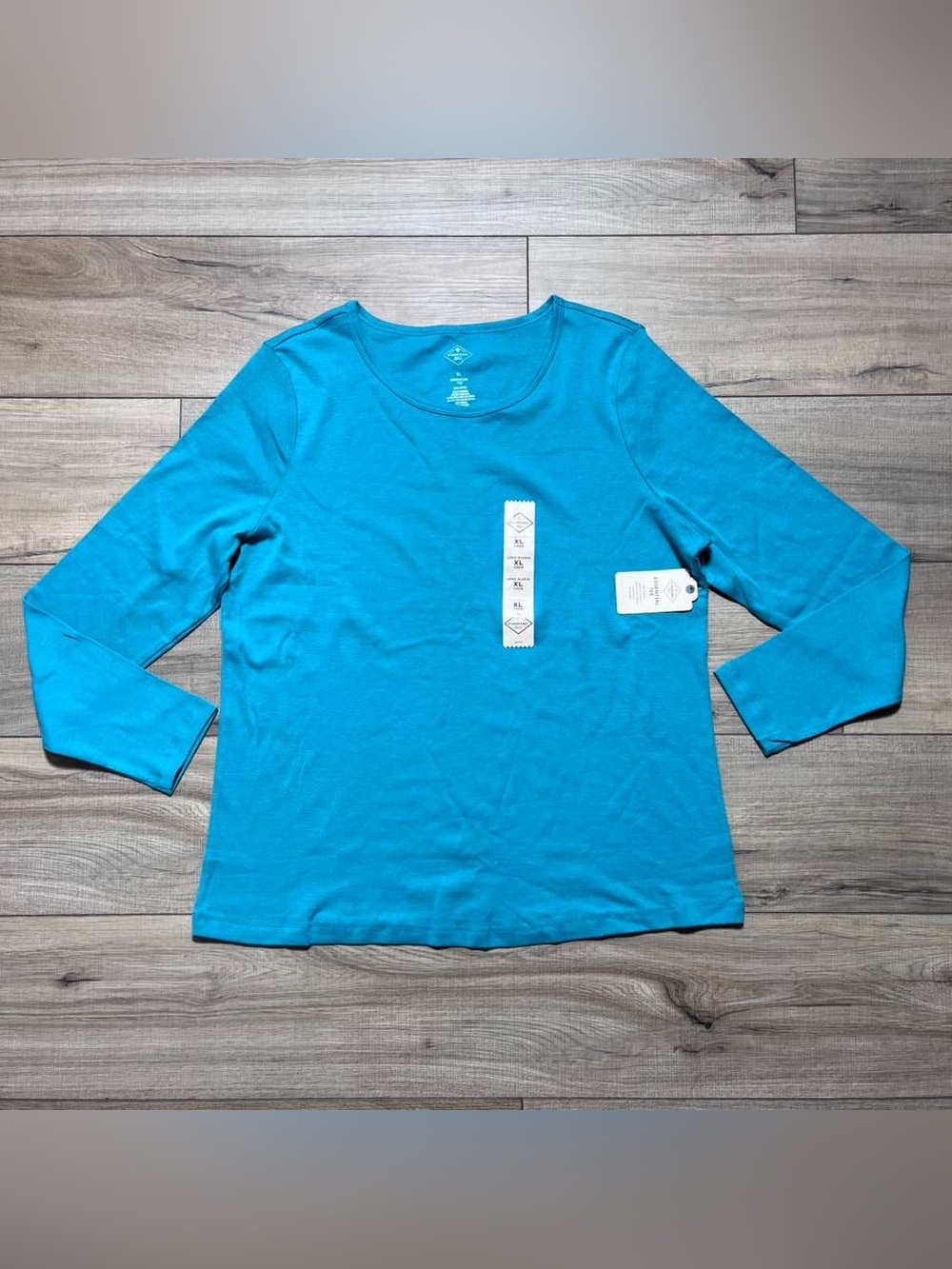 St. John’s Bay Womens Essential Tee Long Sleeve Crew Neck Size XL Latigo Bay